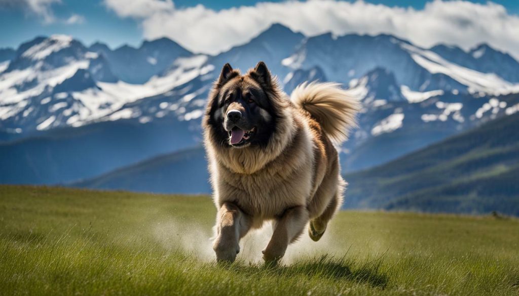 Caucasian Mountain Dog running in nature