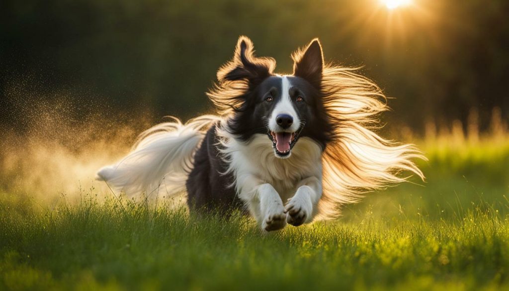 Collie dog playing fetch