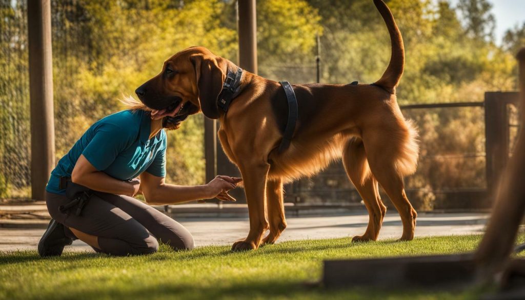 Positive reinforcement training for bloodhounds